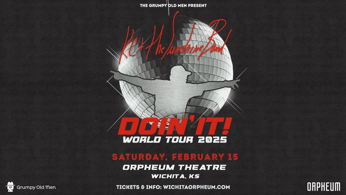 🚨ON SALE ALERT🚨 <a href="/GrumpyOldMenKS/">Grumpy Old Men</a> present <a href="/kcandsunshineb/">KC & The Sunshine Band</a> LIVE at <a href="/WichitaOrpheum/">Wichita Orpheum Theatre</a> on Saturday, February 15.

Tickets are on sale NOW at <a href="/Select_A_Seat/">Select-A-Seat</a>!

🎟️ bit.ly/KCSB-Feb15
