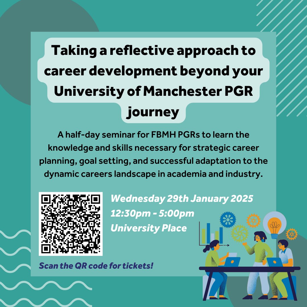 Join us for our half-day career development seminar for PGRs in FBMH! Attendees will gain valuable insights to enhance their professional career beyond their PGR journey.

📅 29 January 2025 | 🕗 12:30pm - 5:00pm
📍 University Place

Get tickets now: ticketsource.co.uk/the-university…
