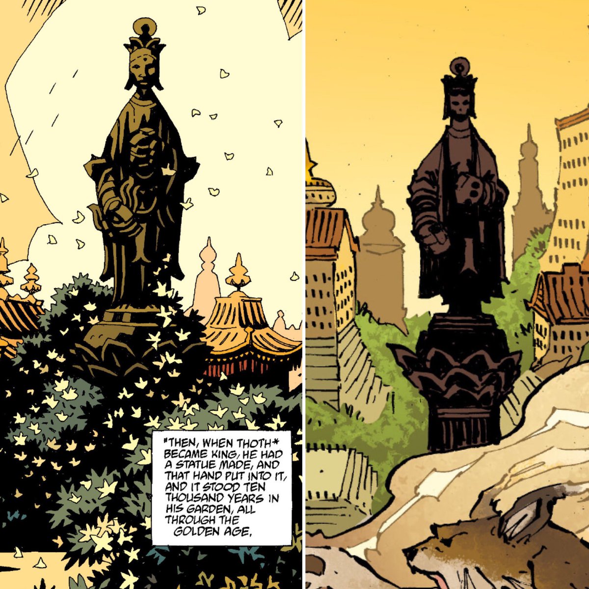 hellboybookclub's tweet photo. The Hyperborean city of Gorinium by Mignola, Stewart, Mitten & Madsen💥 We discuss “Panya: The Mummy’s Curse,” on this week’s podcast! #hellboybookclub #podcast #hellboy #mikemignola #chrisroberson #christophermitten #michellemadsen #davestewart #darkhorsecomics https://t.co/gMT7GPX4wZ