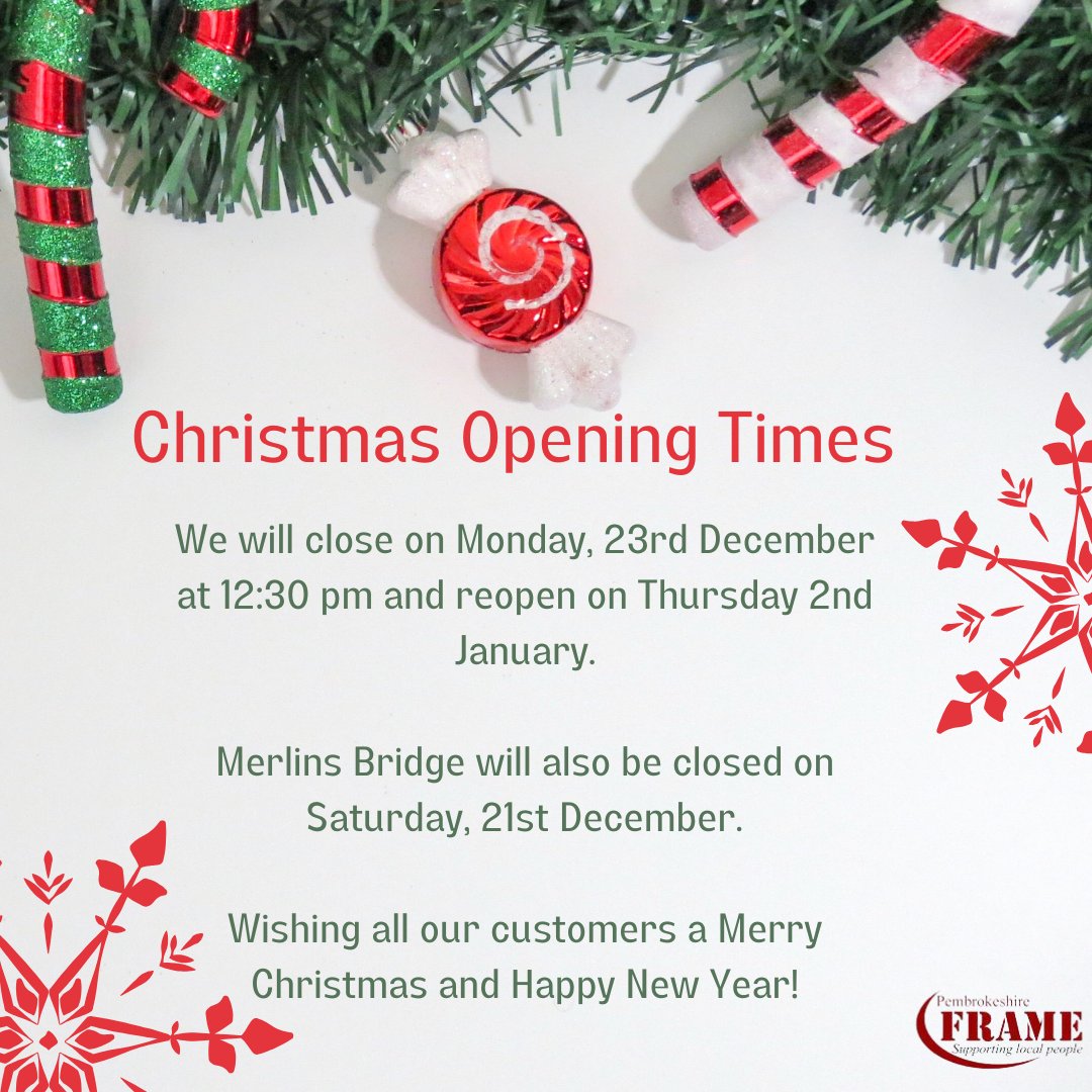 As the holiday season approaches, here’s an update on our Christmas and New Year schedule:

We close: Monday, 23rd December at 12:30 pm.
We reopen: Thursday 2nd January 9am.

Thank you for your support this year! Wishing all our customers a Merry Christmas and a Happy New Year.