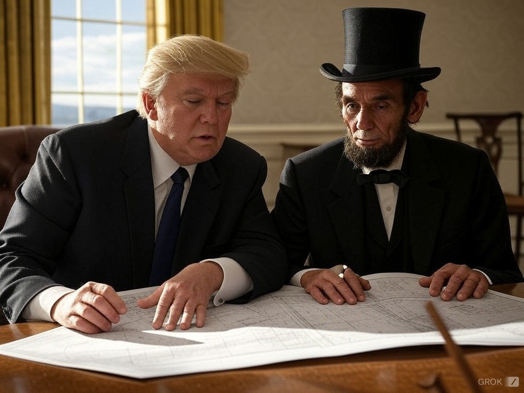 VEventHorizonV's tweet image. Two of our greatest Presidents working together to save America. Thanks Grok.