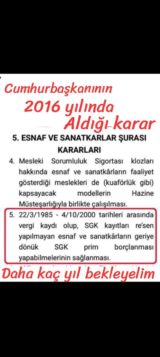 <a href="/ma_cenkci/">Mehmet Akif Cenkci</a> 04 Ekim 2000'den önce hak kaybı yaşayan #BağkurTESCİL mağdurları olarak emekli olma hakkımızı istiyoruz. #BağkurTescilMağdurları
için #TescileYasa şart‼️

<a href="/avhamzadag/">HAMZA DAĞ</a>
<a href="/vedatdemiroz/">Vedat Demiröz</a>
<a href="/belginuygur10/">Belgin Uygur 🇹🇷</a>
<a href="/SirakayaZafer/">Zafer Sırakaya 🇹🇷</a>
<a href="/mustafaelitas/">Mustafa Elitaş</a>
<a href="/Yenisehirlioglu/">Bahadır Yenişehirlioğlu</a>
<a href="/ZeybekciNihat/">Nihat Zeybekci 🇹🇷</a>
<a href="/leylasahinusta/">Dr. Leyla Şahin Usta 🇹🇷</a>