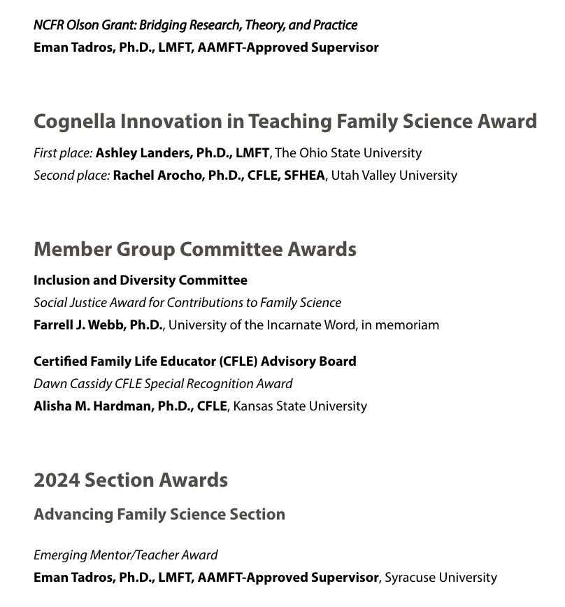 Thank you! <a href="/ncfr/">NCFR</a> <a href="/SyracuseUNews/">Syracuse University News</a> <a href="/SUFalkCollege/">Falk College of Sport</a>  ncfr.org/awards/2024-nc…