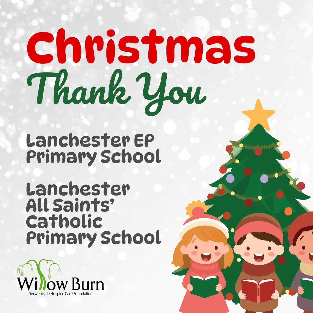A huge Willow Burn Hospice thank you to pupils from two of our local schools, Lanchester EP Primary School and Lanchester All Saints’ Catholic Primary School, who entertained patients, staff and Willows Café customers this Christmas with their beautiful singing.