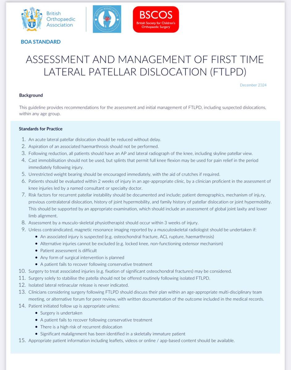 New BOAST guideline on management of first time lateral patellar dislocation 👀 

boa.ac.uk/static/4d58522…