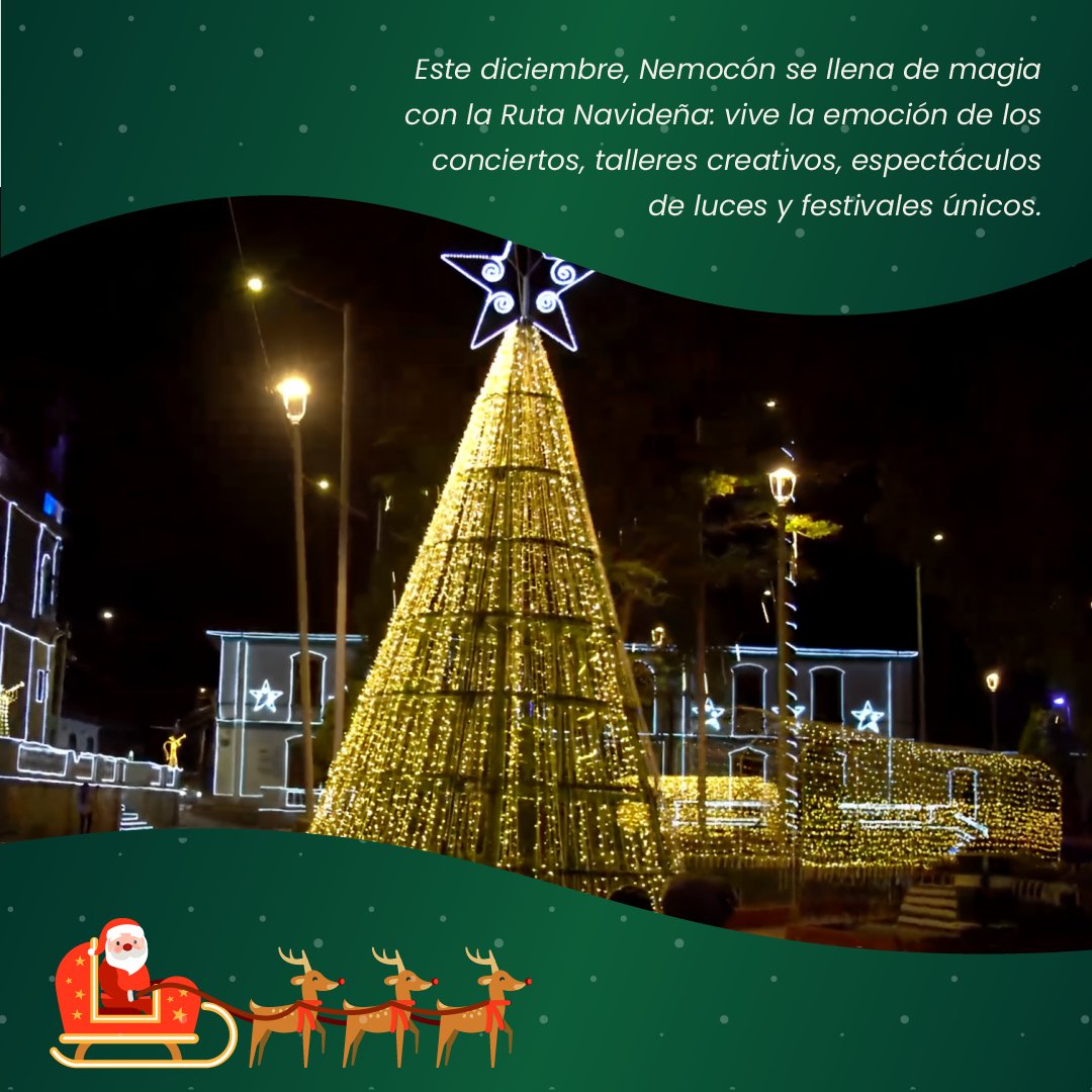 Asocentro_'s tweet photo. 🎄 Nemocón te espera con un alumbrado que ilumina sueños, talleres para liberar tu creatividad, conciertos llenos de emoción y festivales que celebran lo mejor de esta temporada.

#RutaNavideñanemocón #NemocónMagico #Navidadennemocón #Sabordenemocón #vivelamagiadenemocón https://t.co/Mkh14ixxFc