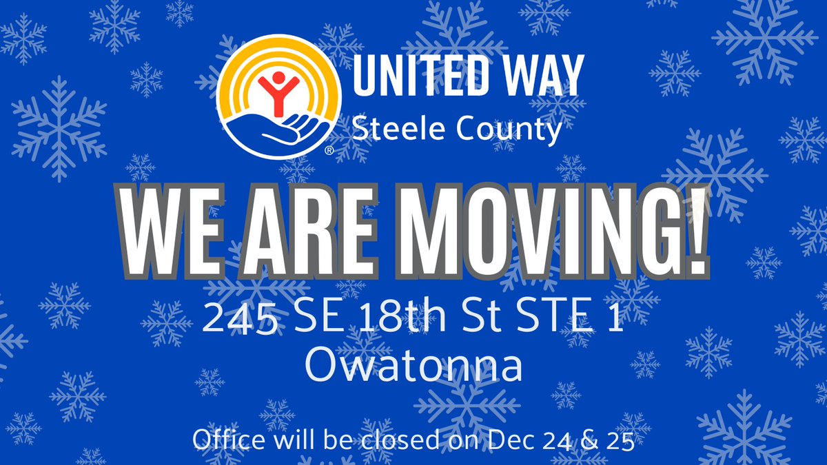 📢 If you haven't heard - we're MOVING!! 📦🚚 As we continue to grow as an organization - so does the need for more space! 245 SE 18th St STE 1 in Owatonna. Open house to come after the new year. Stay tuned for details regarding that date/time.