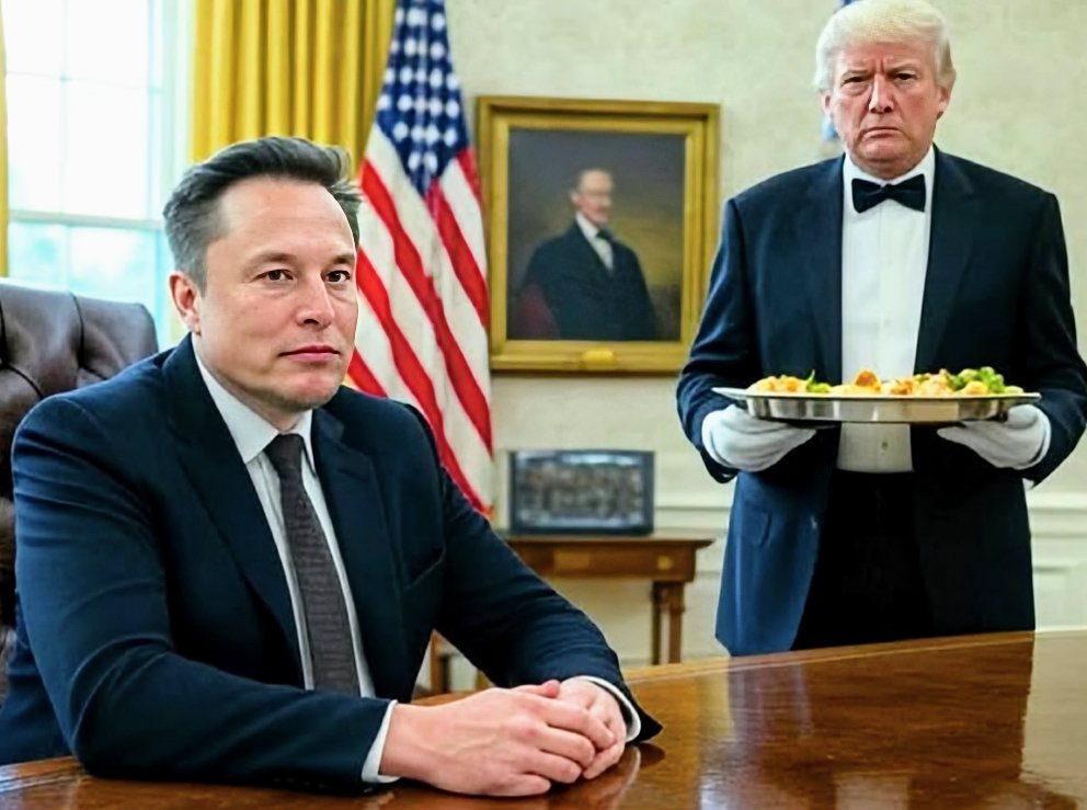Ba_Lancing's tweet photo. @OccupyDemocrats @Poptivism_ They are both terrible and dangerous!
By the way, I'm increasingly wondering who is the 'boss' and who is the 'waiter'. Elon Musk or Donald Trump? What do you think?
#GrazyAmerica #UpSideDown #USD #ClassJustice #realDonaldTrump #WashingtonPost
God Bless America?? https://t.co/nK9J5kMNcM