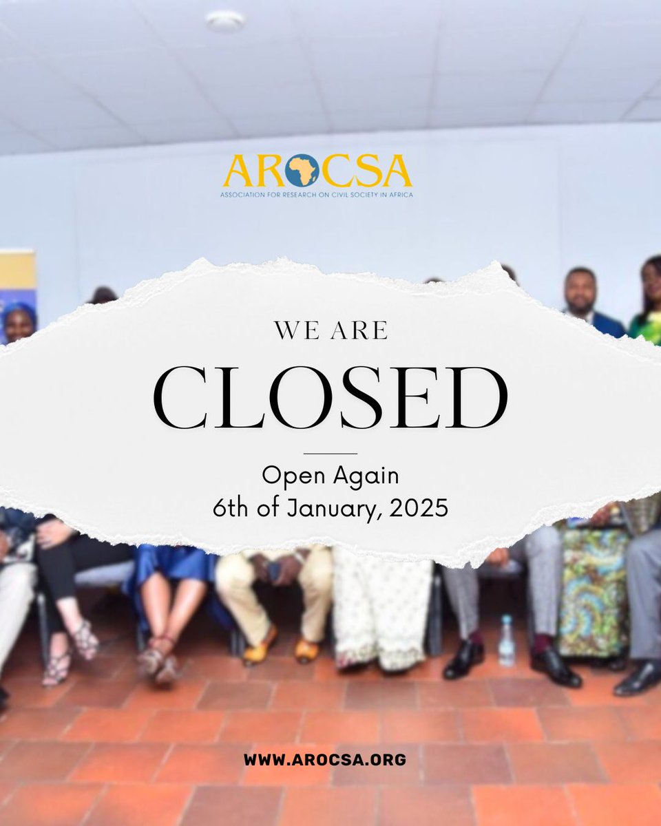 We've officially closed for the year. 
We will be reopening on the 6th of January, 2025. 

The AROCSA team wishes you all a wonderful holiday!