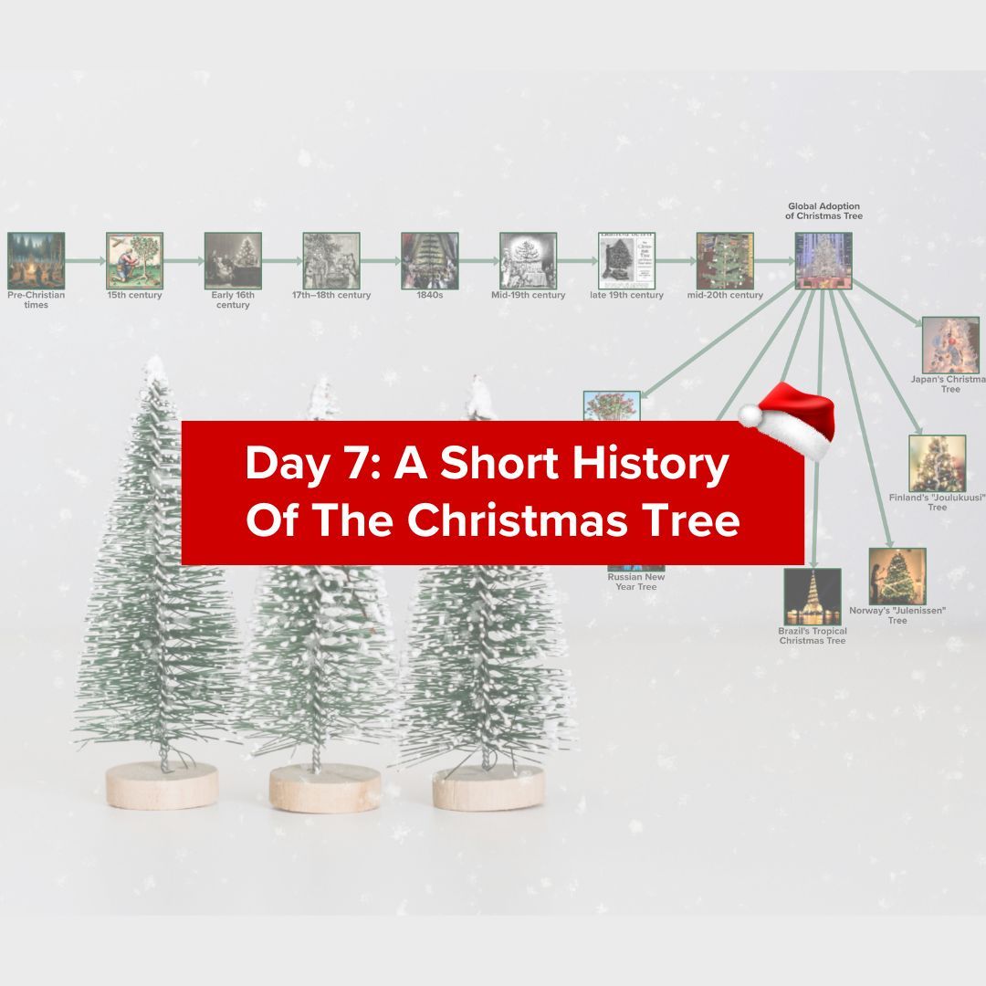 🎄 Oh Christmas tree, oh Christmas tree! 🎄 

On Day 7 of Kumu’s 12 Days of Christmas, we’re tracing the roots of the story of Christmas trees! 

Access the link to see the full story mapped out: buff.ly/49MYqdo 

#ChristmasTree #HolidayHistory #FestiveTraditions