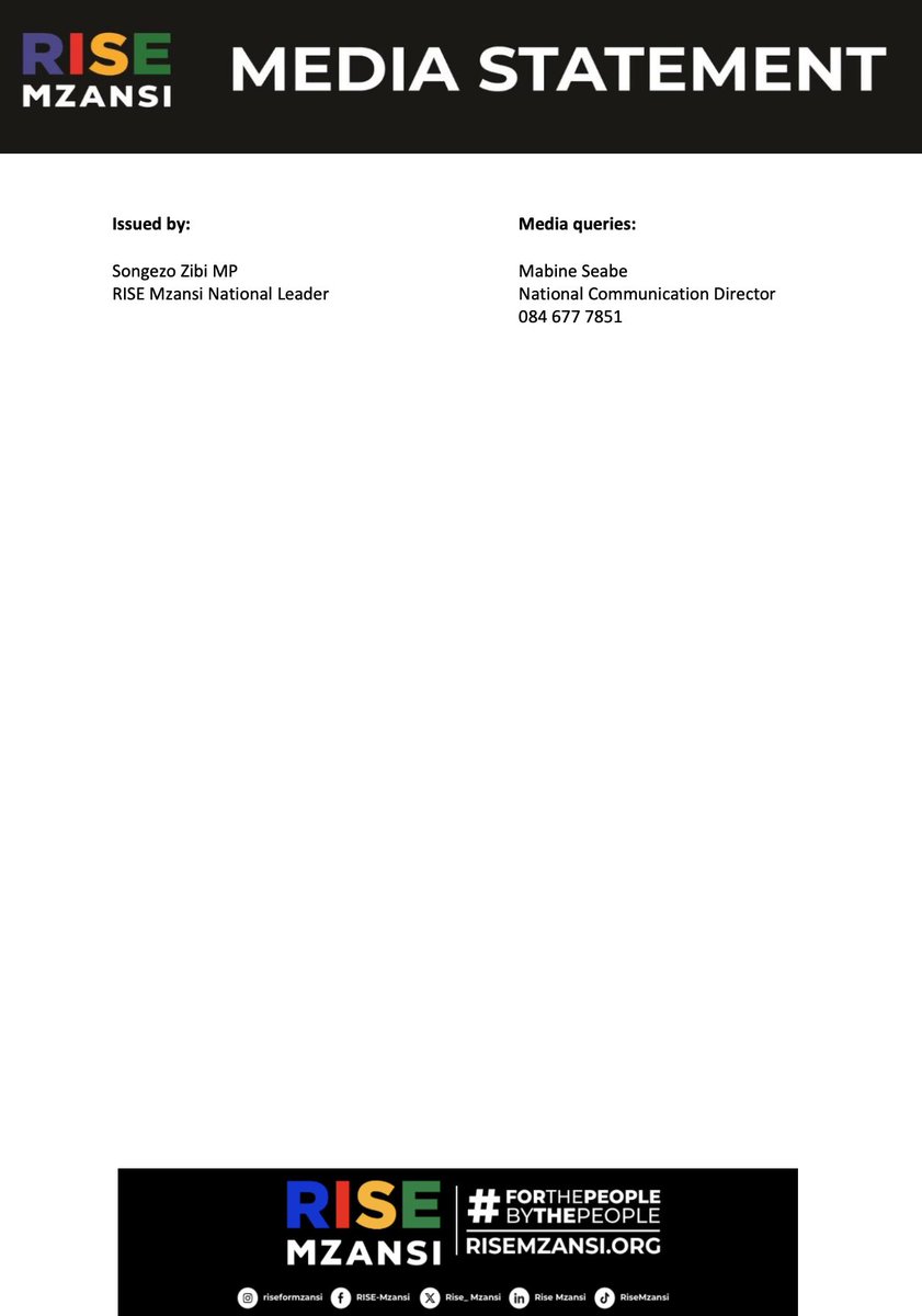 [MEDIA STATEMENT] RISE Mzansi welcomes President Cyril Ramaphosa's announcement that the #BELAAct will be implemented in full and without amendments.

This decision aligns with RISE Mzansi’s longstanding position that the Act complies with legal requirements. We further maintain