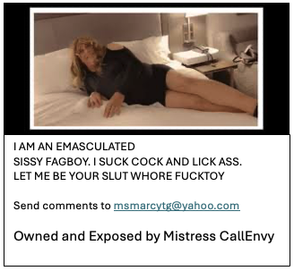 MsmarcyM's tweet photo. EXPOSURE Everywhere 
Thank you Mistress
@CallEnvy
@Exposeasissycom
https://t.co/5gozydtKXq https://t.co/13M1jxDiTC