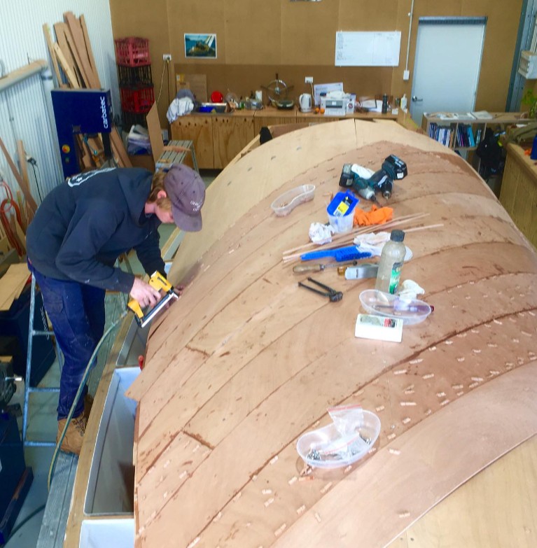 A glimpse into boatbuilding 🛠: Adelaide Timber Boatworks featured here using WEST SYSTEM® Epoxy on the coach house roof of their Norwalk Island Sharpie 26. What projects are you working on as the year wraps up?

#westsystemepoxy #traditionalboatbuilding #woodenboatrestoration