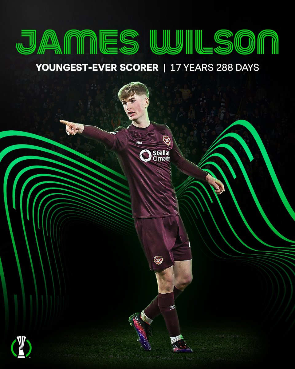 UEFA Conference League (@conf_league) on Twitter photo π James Wilson is the youngest-ever goalscorer in the Conference League at 17y 288d π€©
#UECL | <a href="/JamTarts/">Heart of Midlothian FC</a> π James Wilson is the youngest-ever goalscorer in the Conference League at 17y 288d π€©
#UECL | <a href="/JamTarts/">Heart of Midlothian FC</a>