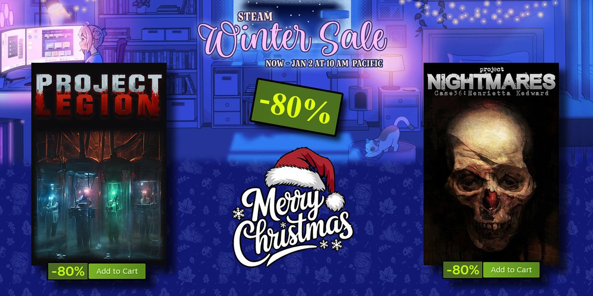 Project Nightmares (@ncdevelopers) on Twitter photo ๐ Merry (early) Christmas, gamers! ๐ฎ
Enjoy a chilling 80% OFF on Project Nightmares: Case 36 - Henrietta Kedward and Project Legion during the #SteamWinterSale! โ๏ธ
๐ง Psychological horror and action await:
๐ฏ๏ธ Project Nightmares: Check it out here store.steampowered.com/app/812070/Proโฆ
๐ฏ๏ธ ๐ Merry (early) Christmas, gamers! ๐ฎ
Enjoy a chilling 80% OFF on Project Nightmares: Case 36 - Henrietta Kedward and Project Legion during the #SteamWinterSale! โ๏ธ
๐ง Psychological horror and action await:
๐ฏ๏ธ Project Nightmares: Check it out here store.steampowered.com/app/812070/Proโฆ
๐ฏ๏ธ
