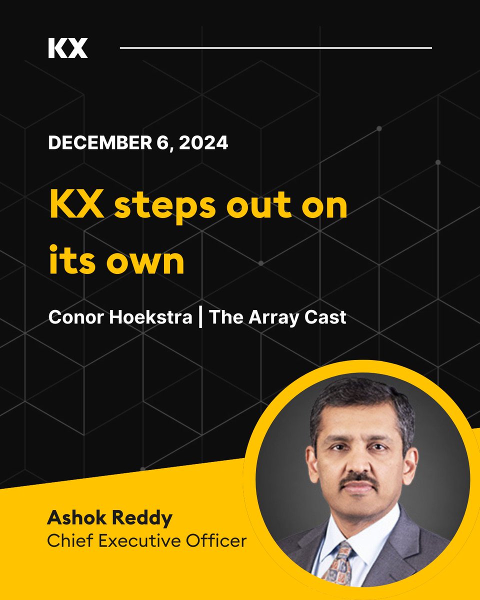 Our CEO sat down with Conor Hoekstra to discuss KX’s new direction, as well as the challenges and opportunities ahead, on the latest episode of The Array Cast. 🎙️Tune in to hear his vision for KX’s future and insights into the evolving data landscape: arraycast.com/episodes/episo…