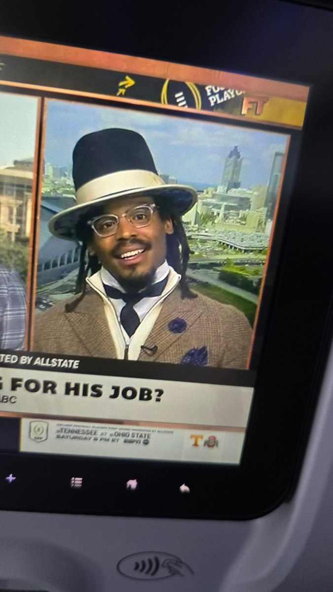 I have zero sense of style but why is Cam dressed like a Pilgrim Pimp <a href="/ChrisCanty99/">Chris Canty</a>