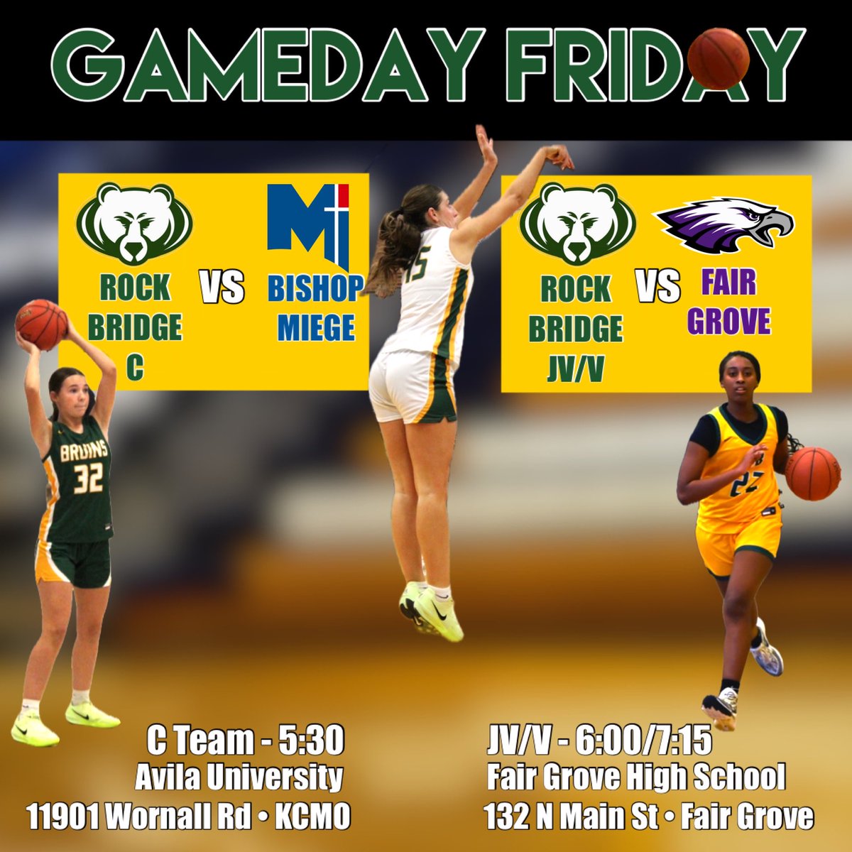 Triple GAMEDAY!! Bruins hit the road in different directions but the same goal! 💚💛🏀 #PAVE