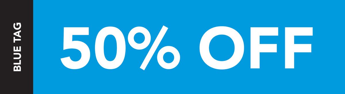 The color of the week is BLUE. Take 50% off all items with a blue tag or sticker. Find a location: bit.ly/3blADnc