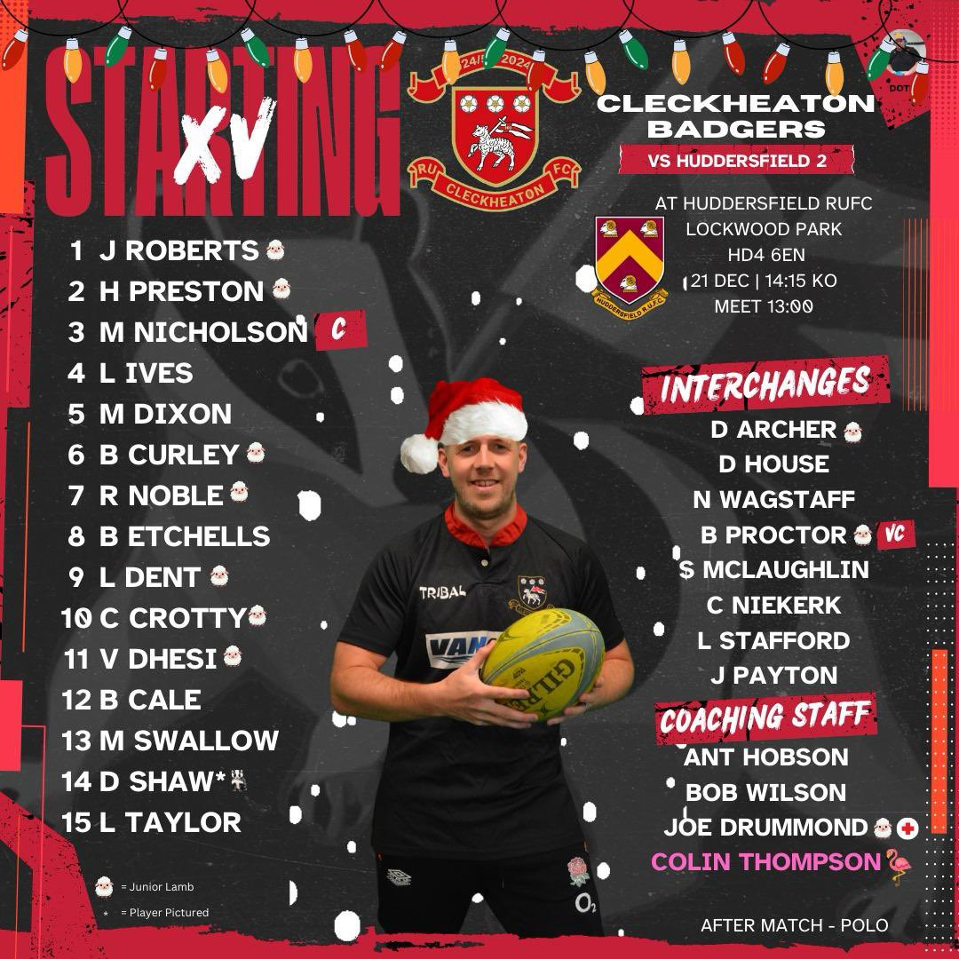 🏉Team News!🏉

Pre-Xmas rugby action that doesn’t get much better. 2 huge games!

1sts home 🆚 <a href="/york_rufc/">York RUFC</a> 
📆Sat 21st Dec
⏰ 2.15pm KO
📍 BD19 3UD

Badgers away 🆚 <a href="/Huddersfield_RU/">Huddersfield RUFC</a> 2nds
📆 Sat 21st Dec
⏰ 2.15pm KO
📍HD4 6EN

🐑 🔴⚪️🔴⚪️🔴🐑
#UTL