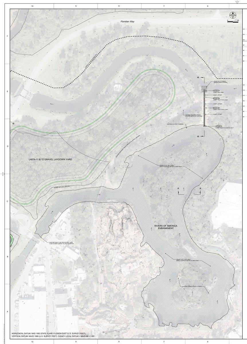 ScottGustin's tweet image. Walt Disney World submitted updated plans for the Frontierland expansion and Rivers of America "filling operation" following the state's request for changes and updates. The SFWMD now has 30 days to review the updates and ask for any additional information.