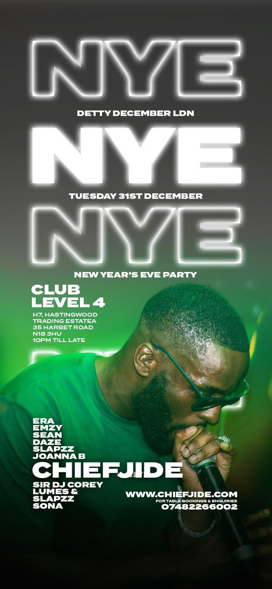 Chief_jide's tweet photo. NYE💚
10PM-5AM

https://t.co/2s5DOlH8Gd https://t.co/4IKTwAXCPh
