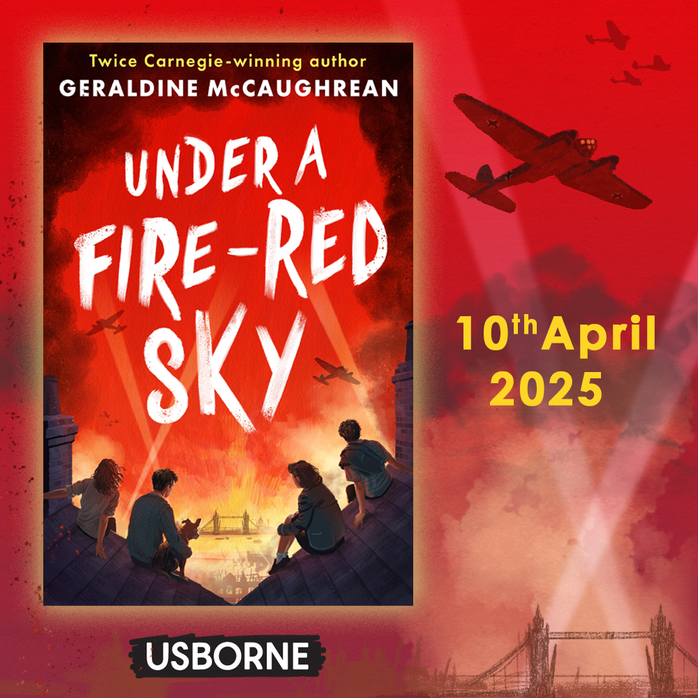 Anne Thompson (@alibrarylady) on Twitter photo 🌟Cover Reveal🌟
I'm delighted to share the stunning cover by <a href="/RobinsonKH/">Keith Robinson</a> for the new book by award winning author <a href="/GMcCaughrean/">Geraldine McCaughrean</a>
Under A Fire-Red Sky pub. by <a href="/Usborne/">Usborne Publishing</a> in April 2025. An unforgettable novel for 12+ set during the London Blitz, inspired by her firefighter father. 🌟Cover Reveal🌟
I'm delighted to share the stunning cover by <a href="/RobinsonKH/">Keith Robinson</a> for the new book by award winning author <a href="/GMcCaughrean/">Geraldine McCaughrean</a>
Under A Fire-Red Sky pub. by <a href="/Usborne/">Usborne Publishing</a> in April 2025. An unforgettable novel for 12+ set during the London Blitz, inspired by her firefighter father.