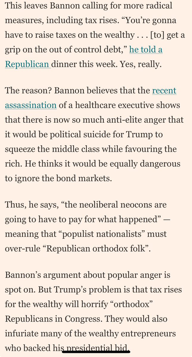 DanielDenvir's tweet image. Bannon versus the billionaires running the near entirety of the Trump administration. Bannon will lose: Out with the herrenvolk social democratic poetry of the campaign season, in with executive committee of the bourgeoisie prose of MAGA governance…