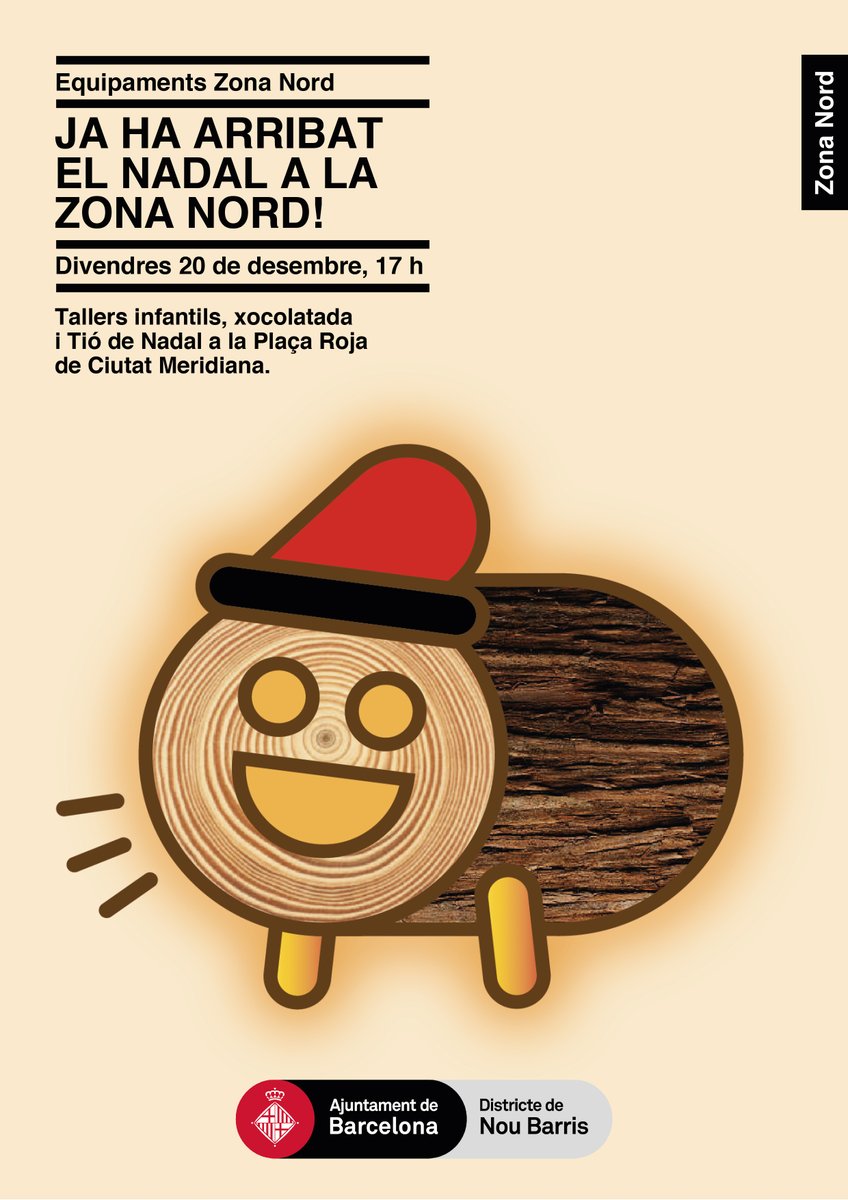 Avui! tallers infantils, xocolatada i Tió de Nadal a la Plaça Roja de Ciutat Meridiana. T'esperem!