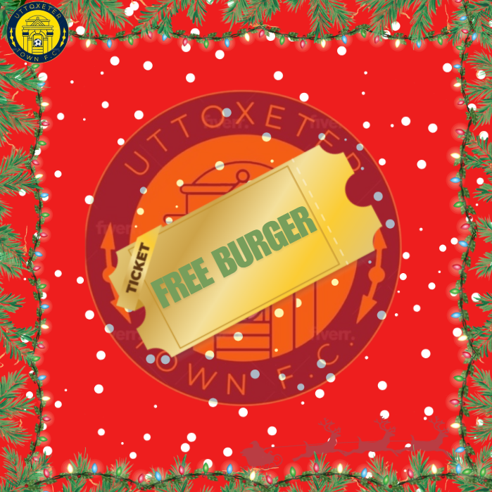 🚪🎄Behind Door Number Five... 

A FREE burger voucher to use at the van! Valid *ONLY* during our boxing day clash. 

To Enter: Like and Retweet this post - draw to follow in the coming days. 

#UTFC | #WeAreUttoxeter | #OurTown 🟡🔵