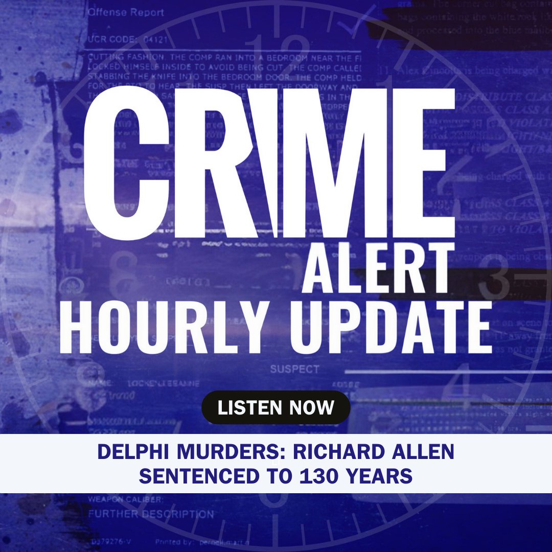 NancyGrace's tweet image. Breaking News: #RichardAllen has been sentenced to 130 years in prison for the murders of #AbbyWilliams and #LibbyGerman. Listen to #CrimeAlertHourlyUpdate for more: link.podtrac.com/CrimeAlert
