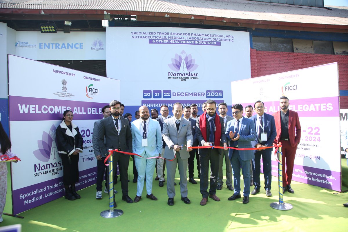 ficci_india's tweet photo. Mr Suman Shekhar, First Secretary, Embassy of India,  Nepal inaugurated Namaskar South Asia Healthcare Expo at Bhrikuti Mandap, Kathmandu, Nepal. https://t.co/efzQUWYR4M