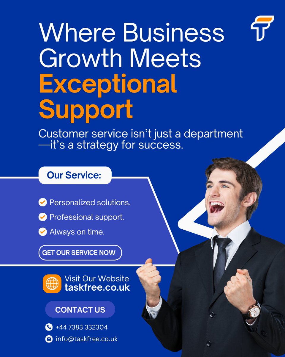 taskfree_uk's tweet photo. Task Free delivers personalised, professional, and on-time support to help your business grow.
Let’s boost your customer satisfaction!

#TaskFree #CustomerService #BusinessSolutions https://t.co/xPAkeayZyi