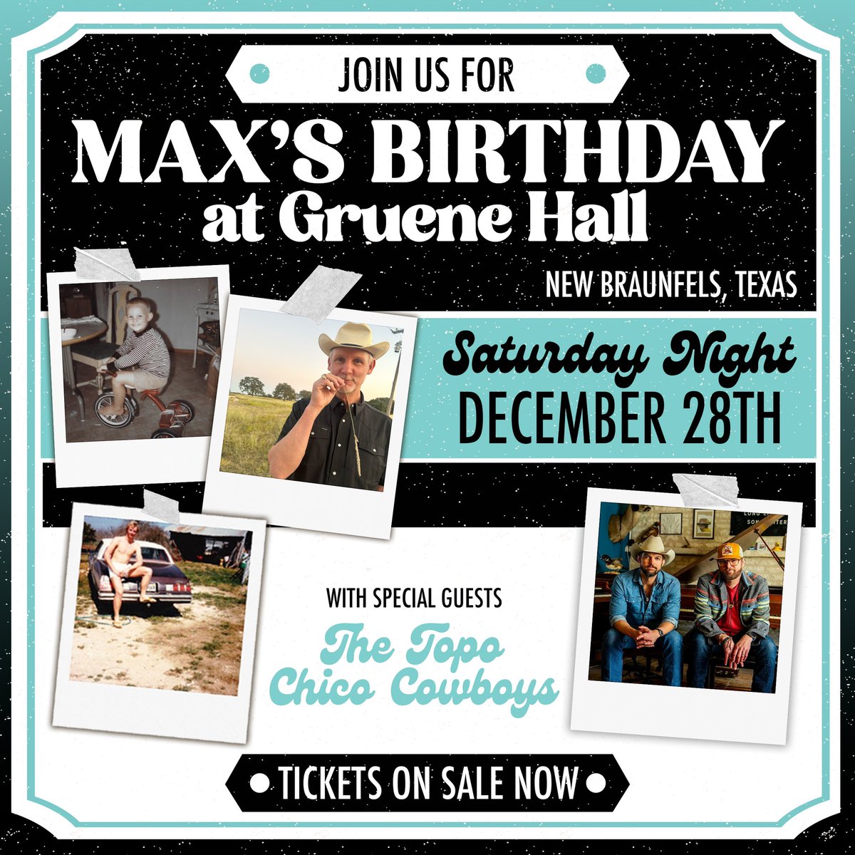 Can’t think of many better ways to celebrate another trip around the sun than doing what I love and being around people I love. 
Join Heather and me Friday at Main Street Crossing in Tomball, TX and then the whole band Saturday night at Gruene Hall in New Braunfels, TX. 
Viva!