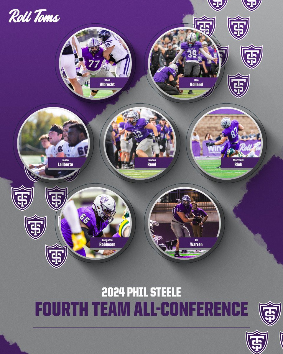 Congrats to the players recognized by  <a href="/philsteele042/">Phil Steele</a> in the end of season awards. 

📰: tommiesports.com/sports/football

#Pa25ion • <a href="/UofStThomasMN/">University of St. Thomas</a> 🟣⚪️⚫️