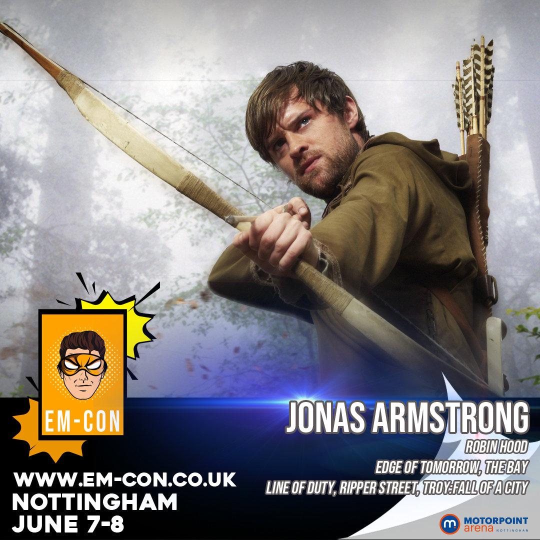 DMJConsult23's tweet photo. I'm delighted to announce that Jonas Armstrong will be at @emconcouk on 7th &amp; 8th June 2025 in #Nottingham, #UK.

Further info here: https://t.co/edCFzLEqIw

#JonasArmstrong
#RobinHood #AfterTheFlood #Strike #TheBay #TroyFallOfACity #RipperStreet #LineOfDuty #EdgeOfTomorrow https://t.co/GMz94m1i6l