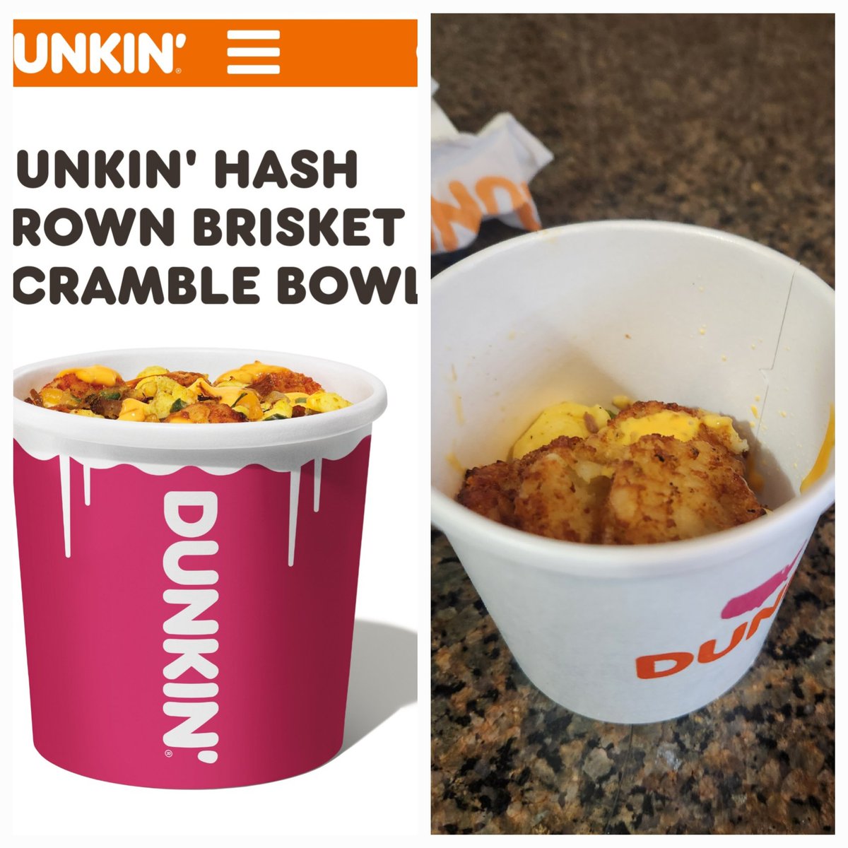 Axegrinder_Mark's tweet photo. Hey @dunkindonuts , this is what you advertise compared to what I got from you today. Total ripoff !! @TruthinAd https://t.co/KTmbKyZwIo
