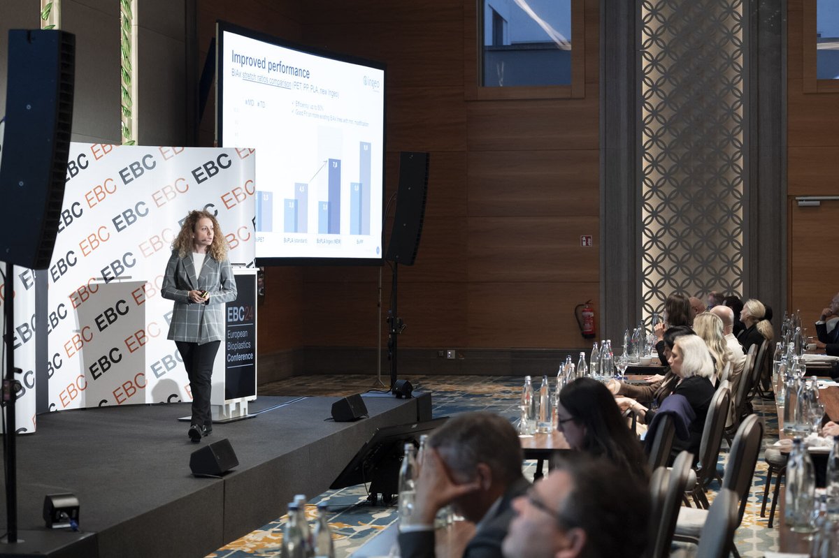 The European Bioplastics Conference 2024 was a success! 🌍 NatureWorks’ Mariagiovanna Vetere set the tone for an impactful event &amp; Viviana Conti wowed with a game-changing #BiAx #film breakthrough. 🚀 Here's to driving #bioplastics innovation forward! #EBC24 #IngeoPLA