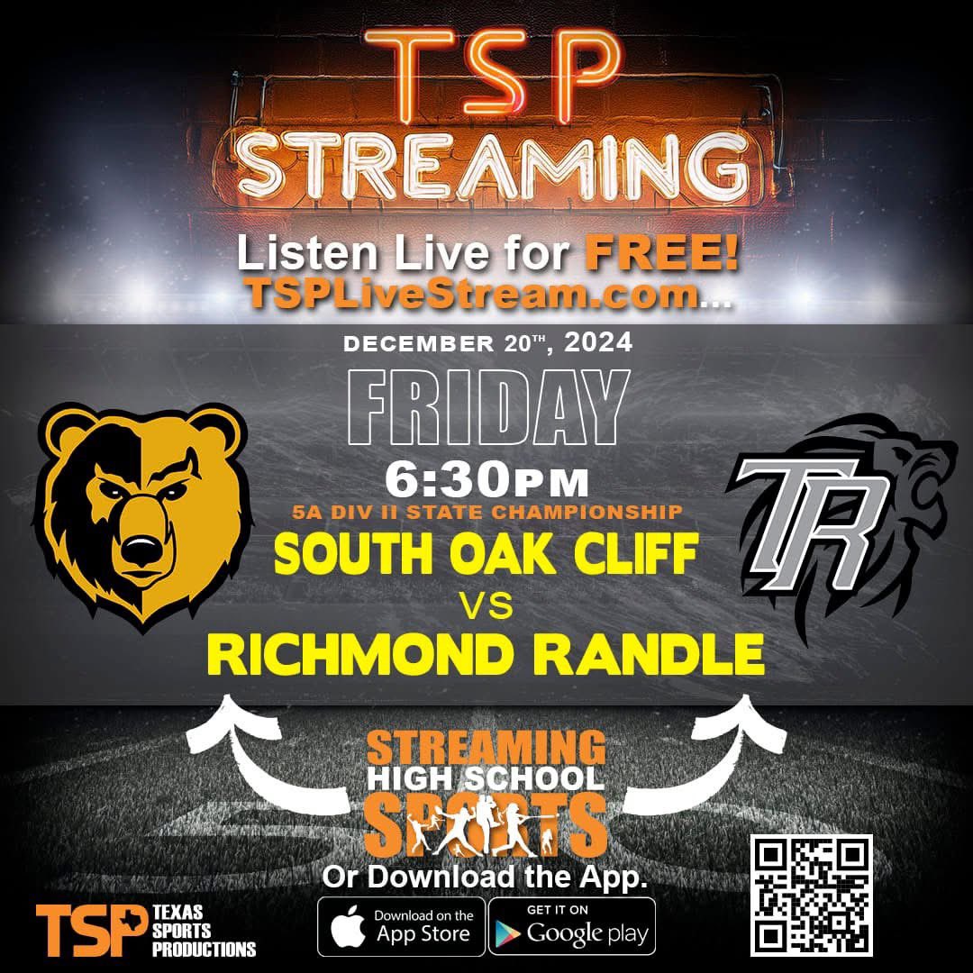 KennieLongRadio's tweet photo. @dallasathletics @SOCGoldenBearFB @soc_athletics @SouthOakCliffHS @dallasschools @StreamTSP @FanDuelSN_SW @SportsDayHS @dctf @ihss_dfw @uiltexas Listen Live! https://t.co/w4Q5PG1nil