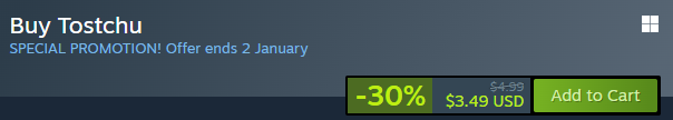 Raven_Scape's tweet photo. While we are working on the huge content expansion, TOSTCHU is %30 off at Steam until January 2! https://t.co/PHhi3DC41y