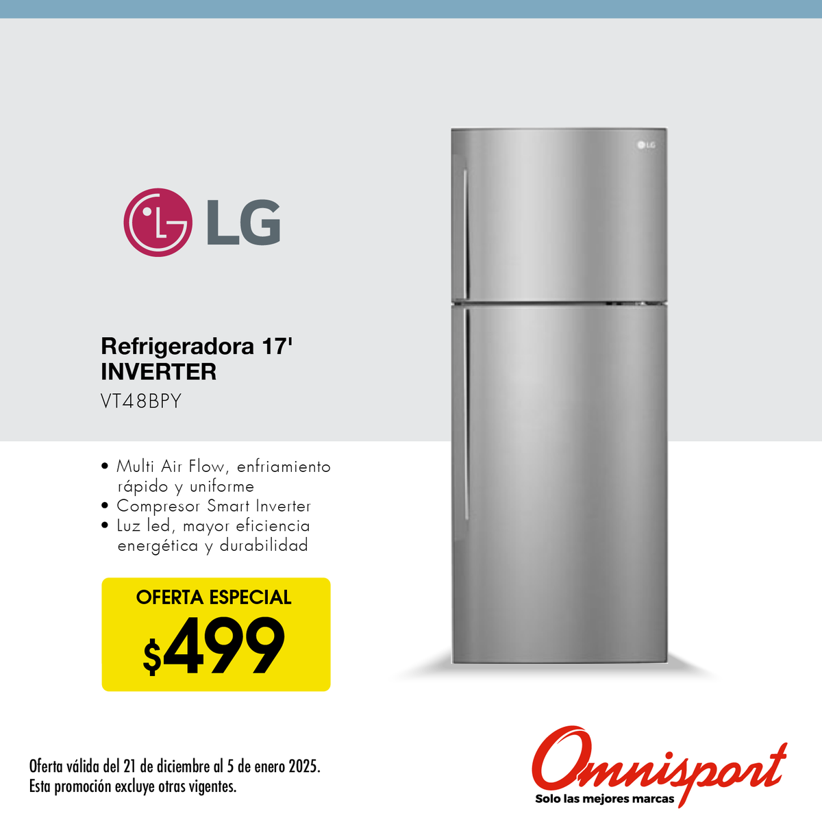 Conserva la frescura de tus alimentos por más tiempo con una refrigeradora LG. Con su diseño elegante y capacidad de 17 pies, es la combinación perfecta de estilo y funcionalidad.

tinyurl.com/38mn5j4z