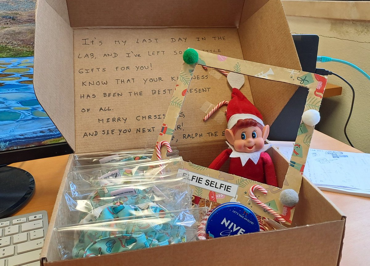 CarinaCrucho's tweet photo. Our Elf is spreading holiday cheer today! 🎁✨ A little gratitude, a little joy, and a whole lot of festive spirit. 🎄🧪 #ElfInTheLab #ElfInTheLab #LabLife #christmas #elvesbehavingbadly #letstakeanelfie https://t.co/ABLi26qYOh