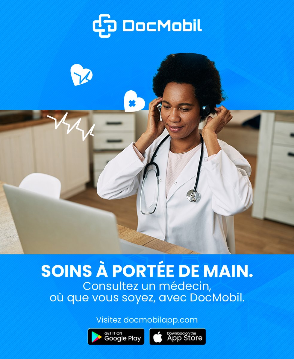 Accédez à des soins instantanés, où que vous soyez. DocMobil, la santé à portée de clic. Disponible sur App Store et Play Store.