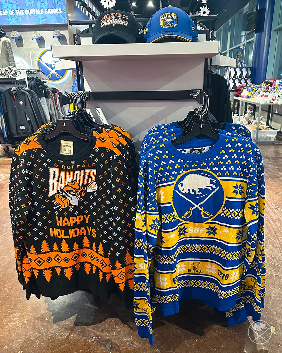 Need a sweater for your holiday party? We got you covered! 🔥

Stop by the Sabres Store Monday-Friday, 10am-5pm and Saturday 10am-2pm.
