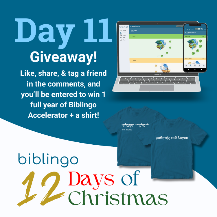 Biblingo (@biblingoapp) on Twitter photo Win a full year subscription to Biblingo Accelerator + a t-shirt of your choice (total $313 value!). To enter:
(1) Like this post
(2) Share it
(3) Tag a friend in the comments and tell them to follow our page (the more friends the better!) Win a full year subscription to Biblingo Accelerator + a t-shirt of your choice (total $313 value!). To enter:
(1) Like this post
(2) Share it
(3) Tag a friend in the comments and tell them to follow our page (the more friends the better!)