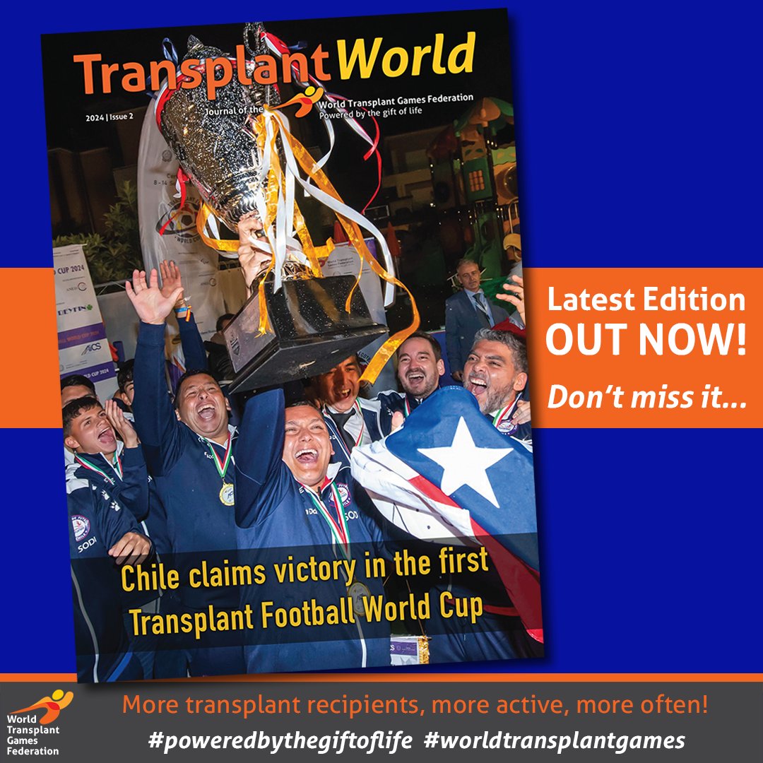The latest TransplantWorld is here! Celebrate Chile’s win at the inaugural Transplant Football World Cup, explore inspiring stories from #transplant athletes, get updates on 2025 WTG in Dresden. Dive into mental health insights, wellness programs &amp; more! bit.ly/3f03KPc