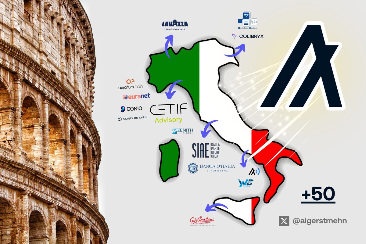 algerstmehn's tweet photo. Like every day until Christmas, I'm sharing a reason to be bullish on #Algorand in 2025.

I'm also giving away 20 $ALGO daily to a random person who likes, follows me, and RT! 🎁🎅

Day 2⃣0⃣: Algorand is seeing huge adoption in Italy, with big things ahead in 2025!

Algorand has always been closely connected to Italy, thanks to the massive influence in the country of its founder, Silvio Micali.

Italy, which is the 3rd largest economy in the Eurozone (after Germany and France) and the 8th largest economy in the world, is definitely one of the countries where Algorand is experiencing the most adoption! 🇮🇹

It's one of the most used blockchains by Italian startups, almost as much as #Ethereum! 🔥

We can even say that, in a certain way, #Algorand is physically present in Italy, as a private company based in Rome (~15 employees), Algorand Labs, in which Silvio Micali is involved, was launched in 2020!

They even did a rebranding along with an update of their website just a few months ago! 👀

The goal of Algorand Labs is simple: to offer institutions (in Italy but also in Europe) the best blockchain technology and the confidence to lead the transformation of the country and financial markets by developing solutions on $ALGO.

They even have great connections with the country's largest institutions!

Proof of this was their collaboration and involvement in a HUGE experiment with the @bancaditalia, which attempted to integrate #Algorand with the Target Instant Payment Settlement (TIPS) in order to find a viable way to develop a DvP (Delivery versus Payment) system to increase the use of cash on-chain and promote the exchange of securities over DLT systems.

They're also selected in 2022 by the FinTech Milano Hub to develop an infrastructure with the Bank of Italy to issue and trade BTP Retail bonds on #Algorand, usable both in Italy and abroad! 🤯

But apart from Algorand Labs, many other projects in Italy use Algorand, including some companies that you are probably very familiar with!

I'm specifically thinking of @lavazzagroup, one of the most renowned and oldest coffee brands in the world, which uses $ALGO for its supply chain of the La Reserva De ¡Tierra! Cuba coffee range (currently available for sale worldwide!), considered by their CEO as the biggest project of the Lavazza Foundation since its creation in 2004! ☕️

👉 Over 112 tons of coffee are already fully traceable on Algorand, representing 112,000 packs of coffee (1kg)!

We're not talking about just a certified coffee, but a fully traceable coffee through blockchain.

From the field to the cup.

Consumers can easily scan a QR code on the packages and access complete, reliable, real-time information about the entire supply chain (including air temperature, humidity, rainfall, wind speed/direction, soil moisture, etc...), all time-stamped in an immutable and transparent way on #Algorand! 🔥

This is insane, and when you consider Lavazza's commitment to sustainability and its many social or environmental initiatives, I think we're at the beginning of something big. Very big.

For the fact, another coffee brand, @CafeBarbera1870, the oldest Italian coffee roasting company with over 150 years of history, based in Naples, also uses $ALGO for the traceability of its supply chain!

In another field, the Italian Society of Authors and Publishers (@SIAE_Official), the oldest and largest copyright collecting agency in Italy, founded in 1882, has minted over 4 million NFTs on Algorand to secure copyrights for more than 95,000 creators! 🤯

One of the Italian projects I find the most impressive is probably @EZLab_solutions, which uses $ALGO to create digital product passports for supply chains.

You definitely have no idea how many brands in Italy are collaborating with them across EVERY sector, whether it's fashion (such as Carrera, Peron, MonnaLisa), design (Mezzaluna, Tonin Casa), beauty (Gabor), or agrifood (Alce Nero, Foglie d’Oro, Placido Volpone, Rodolfi), etc....

We're talking about thousands (or maybe even millions?) of products whose authenticity and origin are guaranteed to consumers on #Algorand!

If you're interested in learning more, I highly recommend following @Mere289, who does an incredible job cataloging all the use cases of $ALGO in Italy (and trust me the list is extremely long)! 🫡

Personally, the thing that excites me the most about 2025 in Italy is this:

👉 In December 2022, #Algorand was officially chosen by @bancaditalia as the exclusive public blockchain for Italy's "Digital Sureties" platform, developed by
@CeTIF1, to digitize and secure the issuance of bank and insurance guarantees using blockchain technology.

This was a huge announcement, marking the very first time an EU member state committed to using blockchain technology for such a purpose!

After more than a year of delay due to a new regulatory change introduced by the Italian Government, the platform was launched last September! 🔥

CeTif's CEO even confirmed to me that #Algorand is still the only public blockchain powering the platform!

For those who may not be familiar: bank and insurance guarantees (also known as surety bonds) are promises made by institutions (banks, insurance companies..) to protect a person or business against the risk of a contract not being fulfilled.

We're talking about a multi-billion $ market, involving industries like construction, finance, and more... 💸

Today, most of these guarantees are issued as paper documents or simply as JPG/PDF files, but that's about to change thanks to DLT/blockchain!

Italy is leading the way in Europe by pushing hard to digitize surety bonds on blockchain, to drastically improve efficiency and transparency while reducing fraud and other risks.

A game-changing point is that in the summer of 2024, the National Anti-Corruption Authority of Italy released an important statement saying that starting January 2025, a new regulation will require the use of a distributed ledger system (blockchain) for the issuance and management of surety bonds in Italy! 🇮🇹

And here's something to blow your mind: the Digital Sureties platform by @CeTIF1, exclusively using #Algorand as its public blockchain, is the only system fully compliant with these new requirements, giving it a huge advantage over any potential competitors! 

THIS IS MASSIVE for $ALGO! 🤯

Just think about it: #Algorand is about to become a key infrastructure in Italy, fully supported by the Italian government.

What's even more interesting? A 10% reduction in guarantees will be granted to Italian companies using the Digital Sureties platform!

What better way to encourage a quick transition from "traditional sureties" (paper docs, JPG/PDF, etc.) to "digital sureties" using DLT/blockchain? 🤌

This will create a strong incentive for businesses (especially those participating in public tenders), to adopt this solution quickly.

We're talking about huge savings for companies!

So for all these reasons, I'm really excited to see what will happen in 2025 in Italy, and something tells me it's going to be an amazing year for the adoption of #Algorand! 

See you tomorrow, and don't forget to like, follow, and RT for a chance to win 20 $ALGO! 🎁