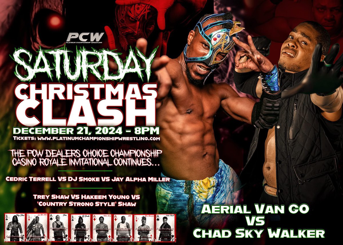 Platinum Championship Wrestling (@pcwwrestlingatl) on Twitter photo TICKETS NOW ON SALE FOR SATURDAY!!! 🎟️
Platinumchampionshipwrestling.com
🔥 HARDCORE PCW CHAMPIONSHIP MATCH - Dominic Stuckey VS Duncan Mitchell Avecilla
🔥GRUDGE MATCH
Rose Gold VS Nathaniel Vanderbilt
🔥<a href="/AerialVanGo/">Aerial Van Go!</a> VS <a href="/Chad_Sky_Walker/">Chad Sky Walker</a>
#Atlanta #conyersga #prowrestling TICKETS NOW ON SALE FOR SATURDAY!!! 🎟️
Platinumchampionshipwrestling.com
🔥 HARDCORE PCW CHAMPIONSHIP MATCH - Dominic Stuckey VS Duncan Mitchell Avecilla
🔥GRUDGE MATCH
Rose Gold VS Nathaniel Vanderbilt
🔥<a href="/AerialVanGo/">Aerial Van Go!</a> VS <a href="/Chad_Sky_Walker/">Chad Sky Walker</a>
#Atlanta #conyersga #prowrestling