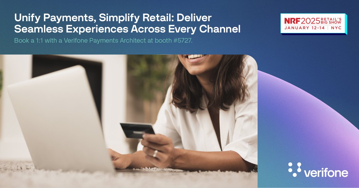 Modern consumers expect seamless shopping across every channel. At NRF 2025, Verifone will showcase our omnichannel payments platform, unifying in-store, online, and in-app transactions to simplify operations and enhance customer experiences. Book a 1:1: brnw.ch/21wPyOz.