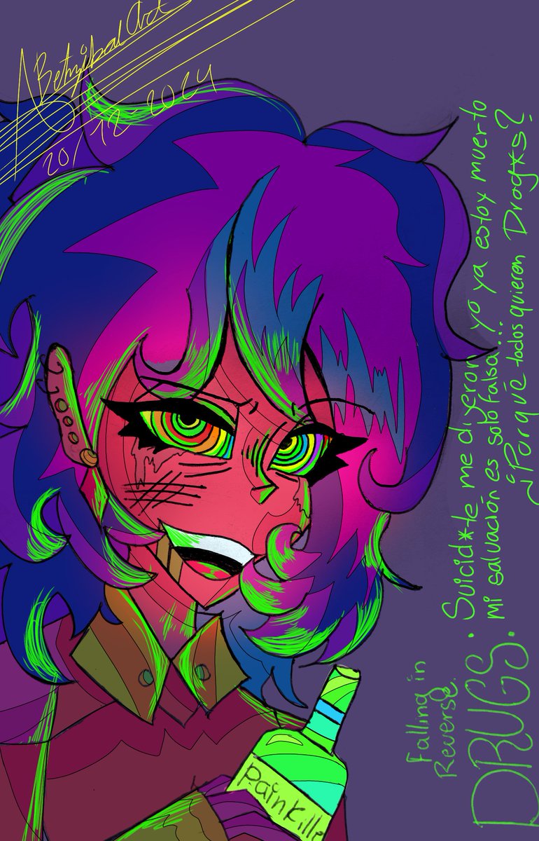 BalBetziArt742's tweet photo. |•DR*GS!? ‼️❌, Falling In Reverse.•| #Art #Fanart #lyrics #Neon #FallininReverse #DarkArt #DigitalArt #Pain #Drugs https://t.co/voUOgz5L4H